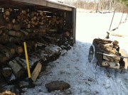 The small woodshed on our Pierrepont, NY property reminds me of the one my dad and I filled every year as a kid in Pennsylvania.